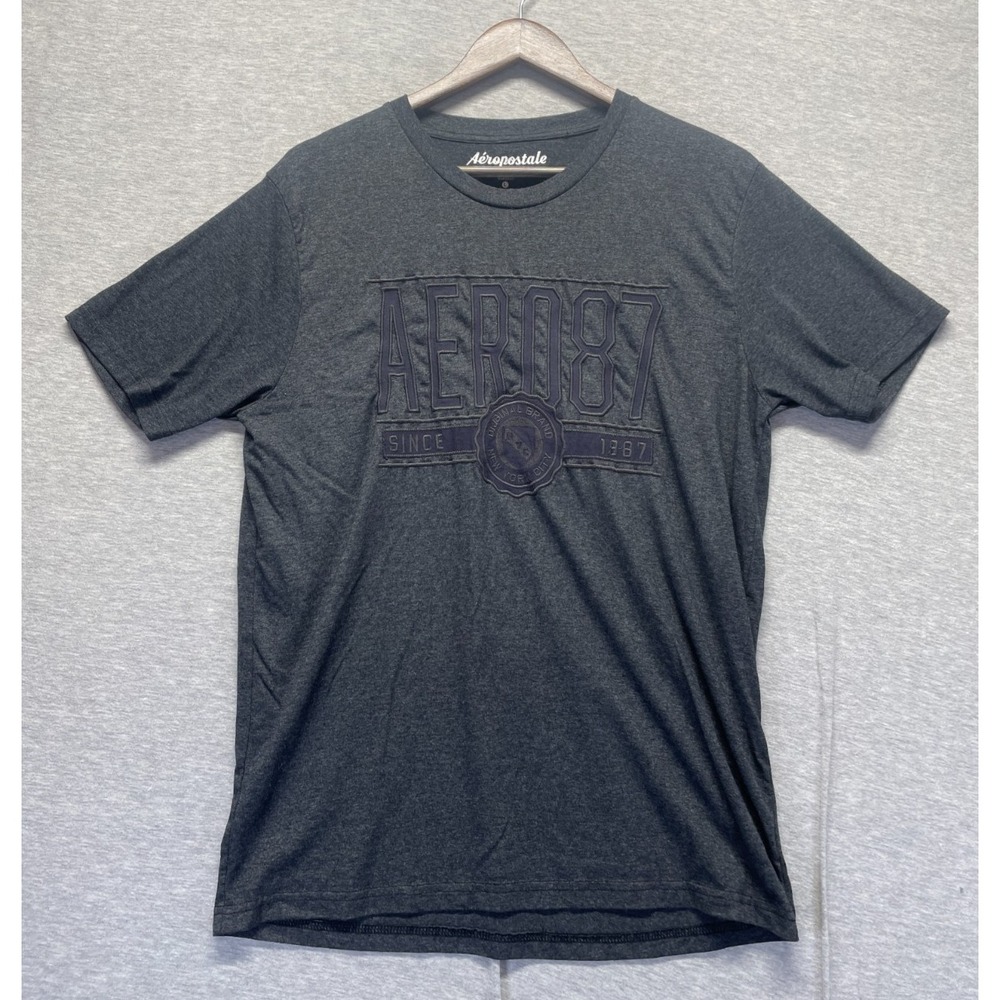 Aeropostale T Shirt Mens Large Black Cotton Short Sleeve Crew Neck Everyday Wear